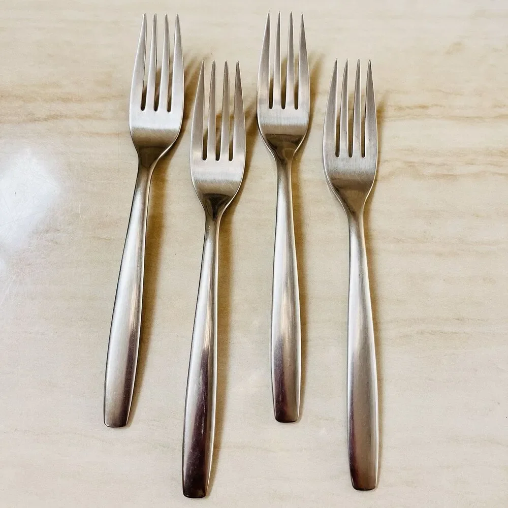 4pc INTERNATIONAL SILVER INS14 Fork 7” Stainless Satin Frosted USA Flatware